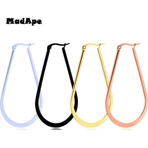 MadApe Anti Allergic Stainless Steel Hoop Earrings For Women Round Earrings Girls Fashion Earrings Gold Color Round Simple