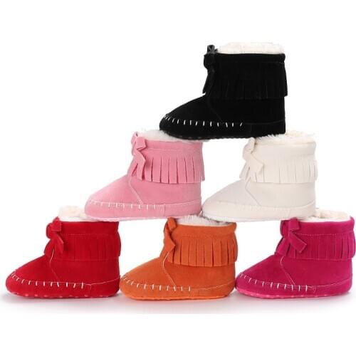 Winter Fringe Newborn Baby Girls Princess Winter Boots First Walkers Soft Soled Infant Toddler Kids Girl Footwear Shoes 0-18M
