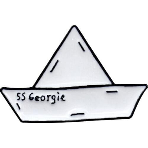 White Paper Boat Metal Enamel Brooch SS Georgie - Stephen Kings IT Badge Pin Trendy Costume Backpack Fan Collection Jewelry