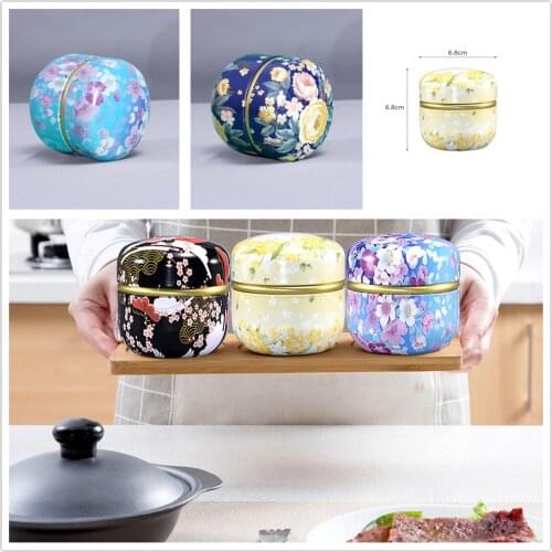 1pc Mini Tea Storage Tin Container Tea Coffee Tins Flowers Pattern Food Storage Box For Herb Candy Chocolate Sugar Spices Candle