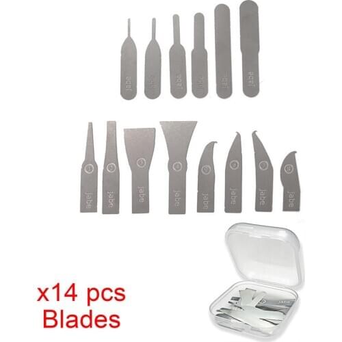 14PCS/lot IC Chip Repair Thin Blade Tool CPU Remover for iPhone Compatible Processors NAND Flash Mainboard Repair Tool with box