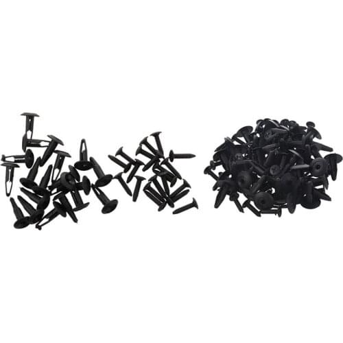 20 Pcs 6mm Hole Plastic Rivet Trim Panel Retainer Fastener Clips Black & 50 Pcs 7mm Hole