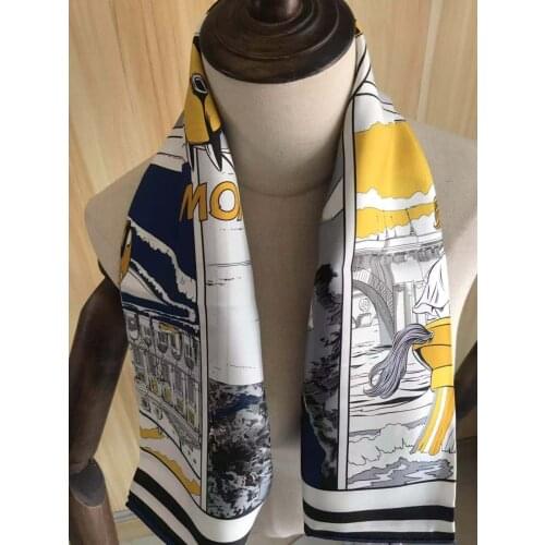 2021 new arrival fashion elegant brand double side 100% silk scarf 90*90 cm square shawl twill wrap for women lady girl