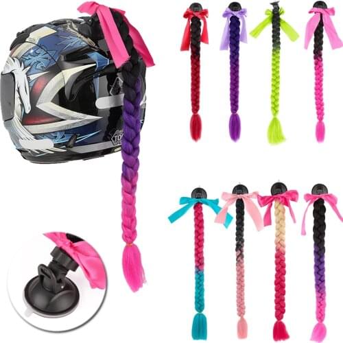 2021 New Motorcycle Helmet Braids Woman Braids Wig For Motorbike Helmets 13 Colors Twist Dual Pigtail Ponytail With Sucker