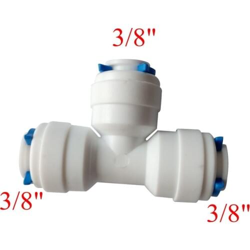 3/8"OD Tube OD T Quick Connector Equal Tee Fitting RO Water Reverse Osmosis Aquarium System Connector ROUT-3-3-3