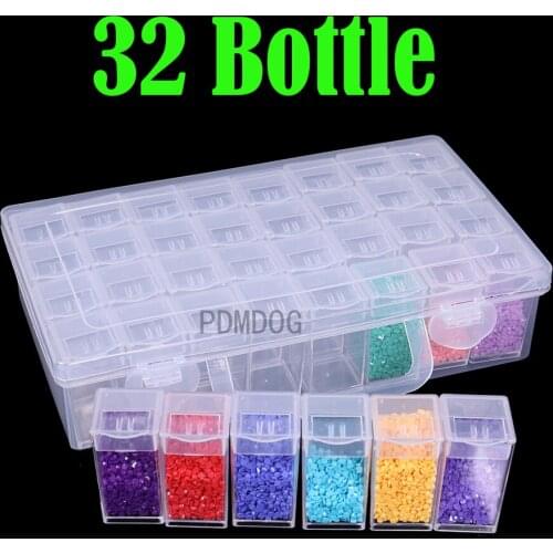 32/60 Bottles Diamond Painting Tools Transparent Container Case Diamond Embroidery Beads Storage Box Practical Organizer Tools