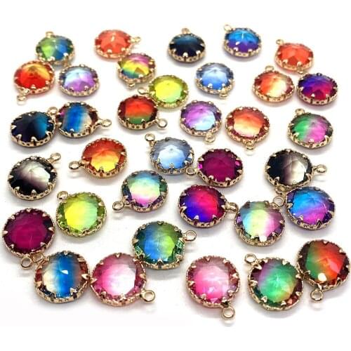 5pcs/bag Exquisite Round Natural Crystal Pendant 10X10mm DIY Handmade Jewelry Accessories Ladies Jewelry