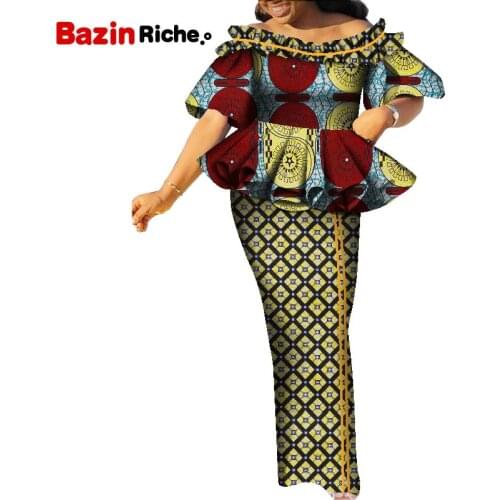 Dashiki African Dresses Suit Top and Skirt Elegant Lady Party Clothing WY9021