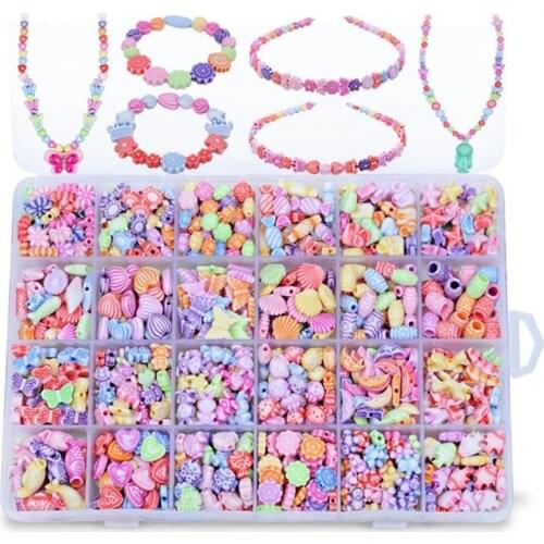 DIY Handmade Beaded 1200pcs Childrens Toy Creative Loose Spacer Beads Crafts Making Bracelet Necklace Jewelry Kit Girl Toy Gift