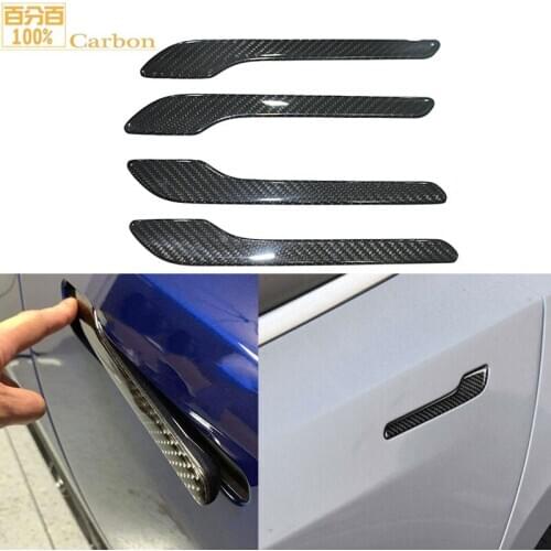For Tesla Model 3 2017-2019 Exterior Door Handle Cover Refit 100% Real Carbon Fiber 4PCS Door Handle Cover-Add on type