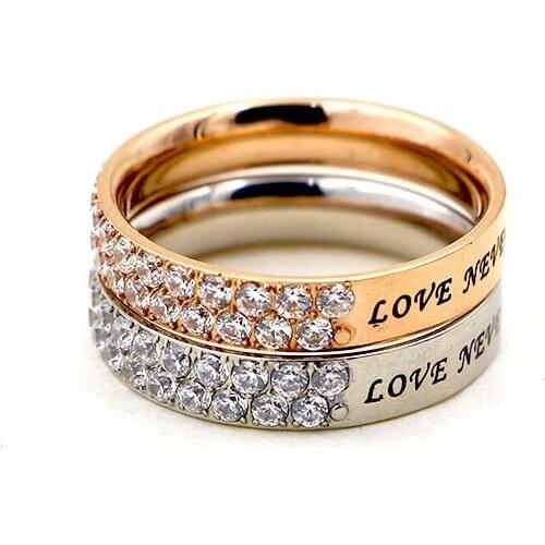 Double row CNC diamond retro English couple ring Korean version index finger titanium steel ring tail ring