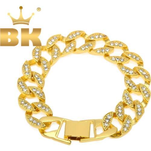European And American Hip hop Men Bracelet 6 Rhinestone Chain Miami The Same NN01 Full Rhinestones Necklace With Hot Bracelet