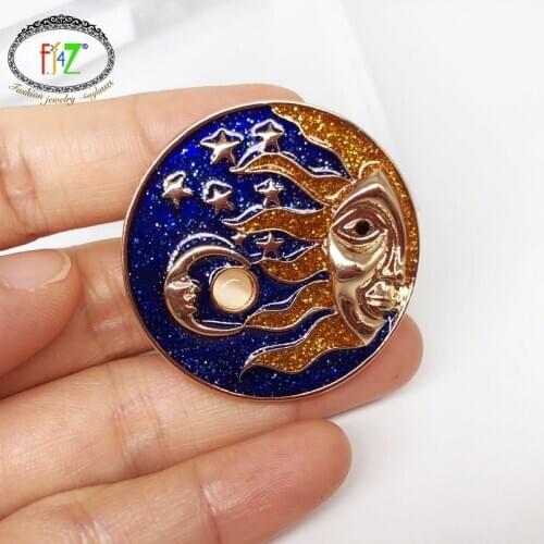 F.J4Z Fashion Women Brooches Pins Fashion Blue Planet Sun Cloud Brooch for Girls Gifts Costume Jewelry Accessories dropship