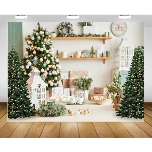 Christmas Trees Backdrop Photography Winter Christmas White Living Room Background Decorations Gifts Bells Winter Portrait Props