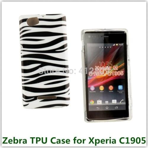 Hot Leopard Zebra Pattern Printed Soft TPU IMD Pouch Skin Cover Case for Sony Xperia M C1905 Cellphone Bags Free