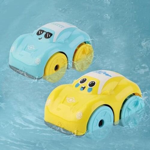 1Piece Baby Inertia Car Toy Animal Cartoon Mini Car Vehicle Pull Back Toy Car Educational Toy Blue/Yellow for Bathtub