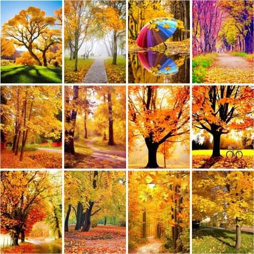 EverShine Diamond Paitning Full Square Landscape Diamond Embroidery Autumn Scenery Cross Stitch Picture Rhinestones Hoem Decor