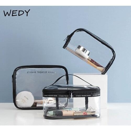 Korean Transparent Cosmetic Bag Waterproof Travel Toiletry Bag Multi-function Cosmetic Pouch Clear Beauty Box Necesserie Pouch