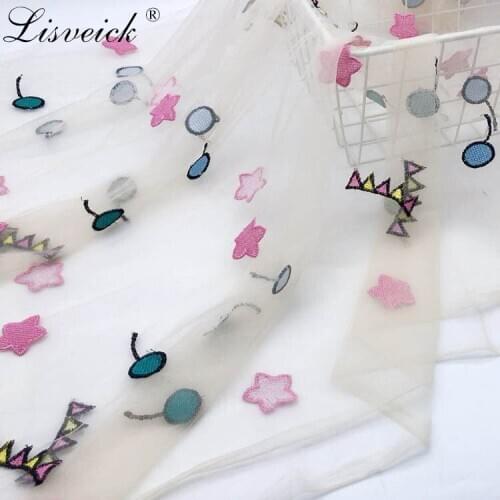 1yard 135cm Retro sweet mesh gauze lace fabric balloon embroidery tulle diy dress skirt clothing accessories