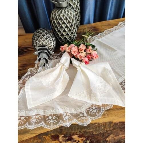 Lace Tablecloth Set for 12 People 26 pieces Runner Napking Ring Set Washable Reusable Good Quality Wedding Dinner 160x220cm