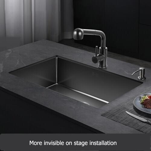 Kitchen Sink. Nano-Stainless Steel is Used For Washing Vegetables And Dishes, Clean And Hygienic, Seamless Welding, Color Black