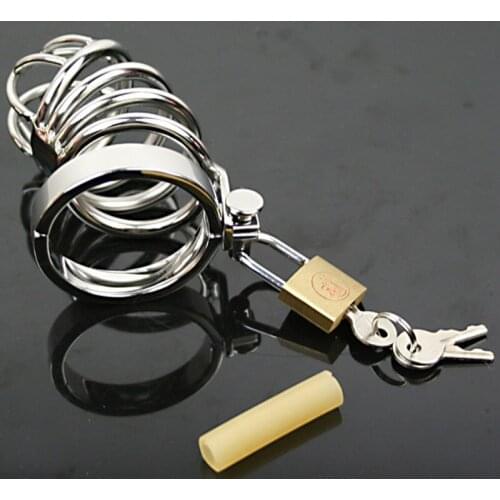 Adult Games Stainless Steel Cock Cage Lockable Sex Toys Penis Cock Ring Sleeve Lock Male Chastity Device Men Erotic Sex Products