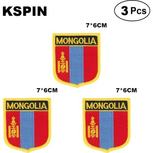 Mongolia Shiled Shape flag patches national flag patches for Cothing DIY Decoration