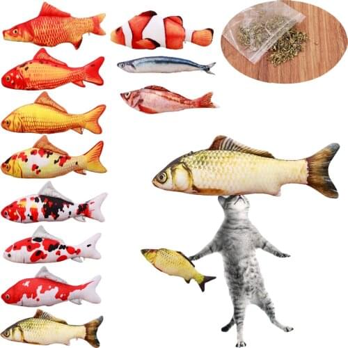 Pet Soft Plush 3D Fish Shape Cat Toy Interactive Gifts Fish Catnip Toys Stuffed Pillow Doll Simulation Fish Playing Toy For Pet