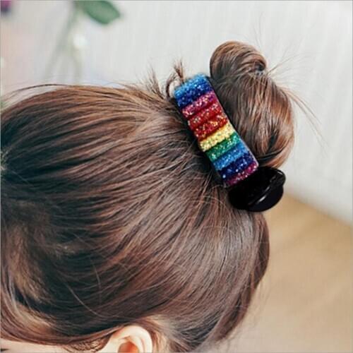 New Korean Meatball Hair Accessories Women Hair Claws Headwear Rhinestone Sequined Color Hairpin Floral Twist Clip T1459