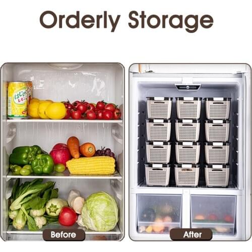 New Kitchen Plastic Storage Box Keeping Fresh Box Refrigerator Fruit Vegetable Drain Crisper Kitchen Storage Containers With Lid