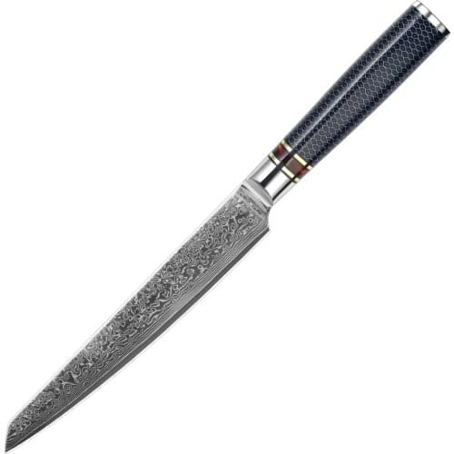 Damascus chef knife honeycomb resin handle carving knife Western wave pattern kitchen knife VG10 steel knife
