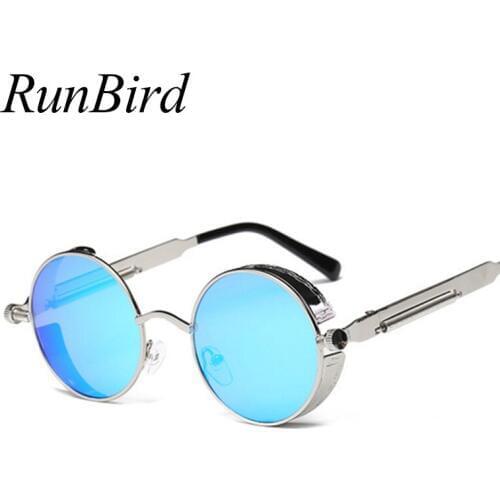 2018 Fashion Vintage Retro Round Steampunk Sunglasses Steam Punk Rock Style Men Women Sun Glasses Brand Oculos De Sol Gafas R543