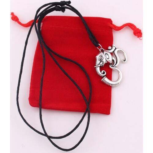 OM Ganesh Pendant Aum Ganesha Removes Obstacles Crystal Animal elephant Pendant Necklace Adjustable rope chain Necklaces