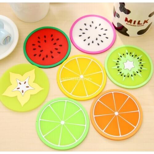 500pcs Fruit Shaped Coaster Silicone Cup Pads Slip Hot Drink Holder Insulation Pad Cup Mat Pad