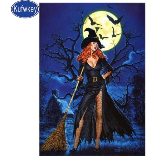 FULL diamond drill paintings Halloween girl cartoon picture by rhinestones diamond embroidery wall painting mosaic diamonds