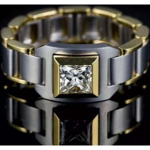 Ofertas Exquisite Geometric Men Zircon Ring Hot Classic Woman Fashion ful Rhinestone Jewelry Diomand Wedding Shinning Rings