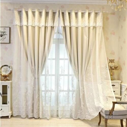 Luxury Princess Double-Layer Blackout Curtains Custom Gold Embroidery Tulle Curtain For Living Room Bedroom Drape Home Decor