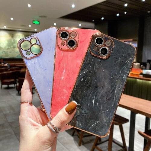Luxury Electroplated Marble Phone Case For Iphone 12 Mini 11 Pro MAX X XR XS MAX SE 2020 7 8 Plus Shokcproof Protective Cover