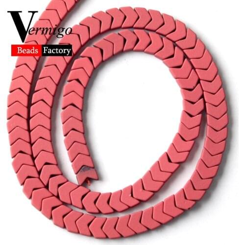 Rose Red Nanotech Rubber Arrow Shape Hematite Minerals Beads For Jewelry Making 6*3mm Spacer Beads Diy Bracelet Necklace 15