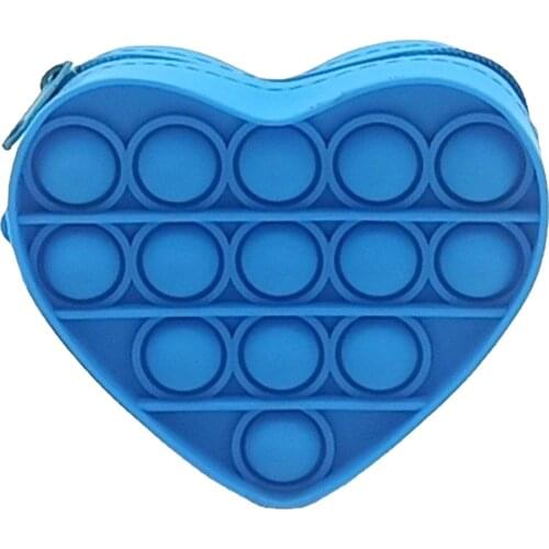 Heart Shape Silicone Pencil Case Push Pop Bubbles Simple Dimple Stationary Bag Popper Sensory Pencil Case Student Supplies 2021