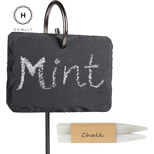 Homlly Slate Plant Labels Markers with Stainless Steel Stakes and Chalk Pencils (10pcs)