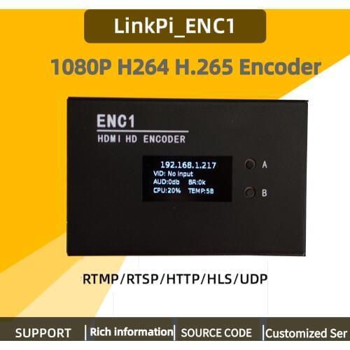 ENC1 H.265 HDMI SRT NDI Convert Video Live Streaming Black HD H265 Encoder IPTV Decoder with USB Recorder Wowza Facebook Youtub