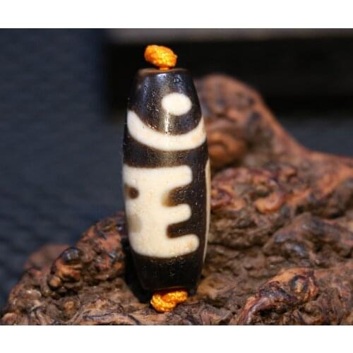 Treasure Unique Magic Power Tibetan Old Agate 2 eye om dZi Bead Pendant A T Timestown UPD22