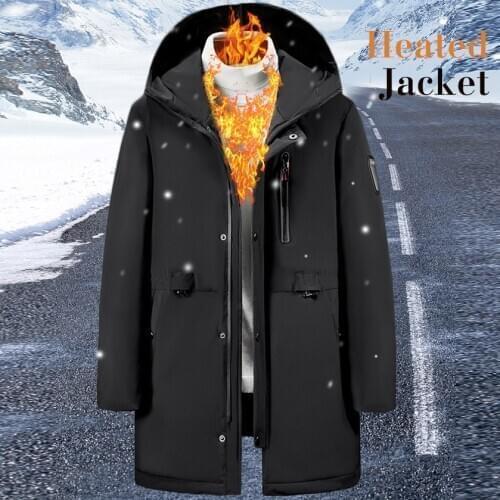 Usb Fashion 3 Colors Coat Heating Front & Back New 3 Parts Heating Jacket Electric Smart Heated Cotton-padded Jacket Long 2020