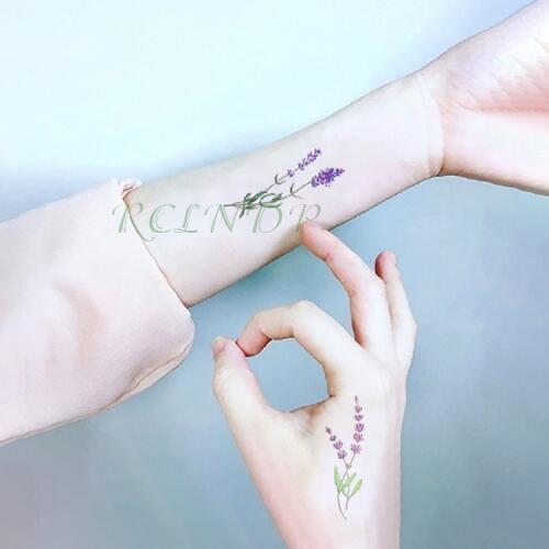 Waterproof Temporary Tattoo Sticker Beautiful Flower Lavender Fake Tatto Flash Tatoo Tatouage Wrist Foot Hand For Girl Women