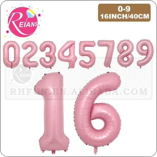 16 Inch Pink Foil digital number Balloons 0-9 Wedding Favors Happy Birthday Party Decoration Kids Baby Shower banner Supplies
