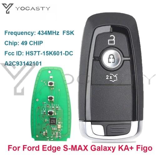 YOCASTY HS7T-15K601-DC 3 Buttons Smart Keyless Entry Car Key 434MHz For 2017 2018 2019 2020 Ford Edge S-MAX Galaxy A2C93142101