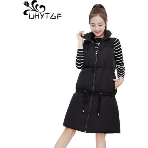 UHYTGF Women Sleeveless cotton Jacket Autumn Winter Wild Thick Vest Female plus size Down cotton Vest Women Warm waistcoat X396