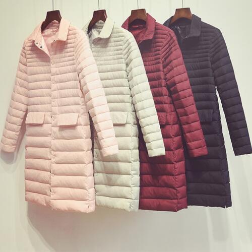 Women Ultra Light Down Jacket New Autumn Winter Thin White Duck Down Jackets Parka Warm Slim Long Coat Female Outerwear AB521