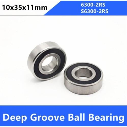 10pcs/lot 6300-2RS S6300-2RS rubber sealed stainless steel deep groove ball bearing 6300 S6300 2RS RS 10x35x11mm